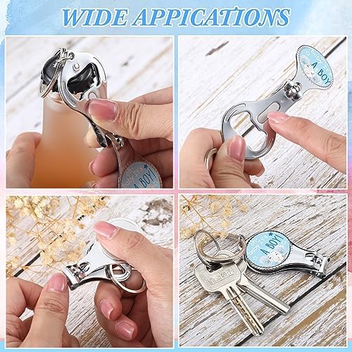50 Sets Bottle Openers Baby Shower Return Favors for Guest Nail Clipper Bottle Opener Decorations with Thank You Tags Organza Bags for Baby Shower Gender Revel Party Souvenirs(Cute Elephant) - Image 4