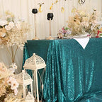 Eternal Beauty Teal 72x108 Inch Tropical Beach Sequin Tablecloth - Image 4