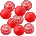 Blulu 24 Pcs Picnic Party Decorations Red Paper Lanterns Checkered Round by Blulu