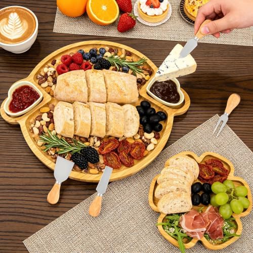 Wooden Charcuterie Boards Cheese Board Set Food Trays with Knife Fork 2 Pcs - Image 4