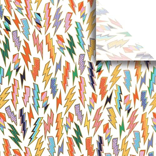 Jillson & Roberts 20" x 30" Printed Gift Tissue for Birthdays, Wine Bags, Weddings, Lightning, 48 Folded Sheets by JillsonRoberts