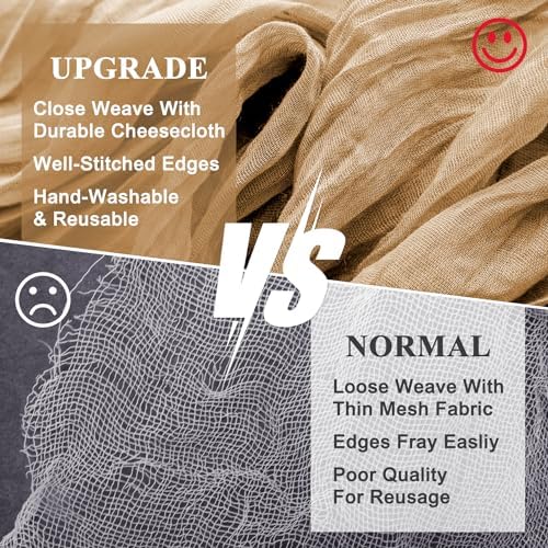 Wokceer Cheesecloth Table Runner Khaki 10FT Boho Gauze Runner, 12 Pack - Image 4