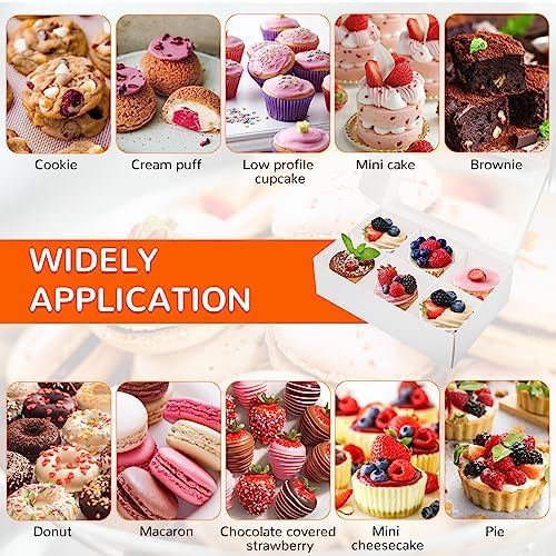 Zealax Bakery Boxes with Window and Dividers Cookie Packaging Small Treats for Gift Giving, Macaron Treat Boxes for Mini Cupcakes, Chocolate Covered Strawberries, White, 30 Pack, 9x6x2.5 Inch - Image 7