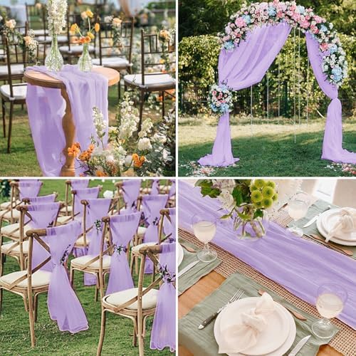 12 Pack Light Purple Table Runner 10ft Romantic Chiffon Table Runner for Wedding Baby Shower and Birthday Party Cake Table Decorations(120 x 12 in) - Image 5