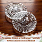 10 Pcs Round Plastic Serving Platters Bulk Clear Plastic Tray Acrylic Crystal Flan Plates Diamond Embossed Dinnerware for Party Food Cake Cookie Fruits Birthday Wedding Supplies(11.8 Inch) - Image 3