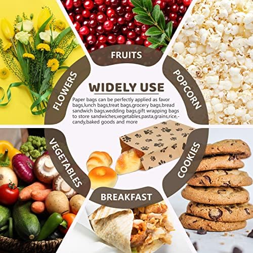 Meanplan 400 Pcs Paper Paw Bags with Footprint Paper Dog Treat Bags Bulk for Lunch Snacks Bread Candy Sandwich Popcorn Cookies Food Party Favors (Brown) - Image 5