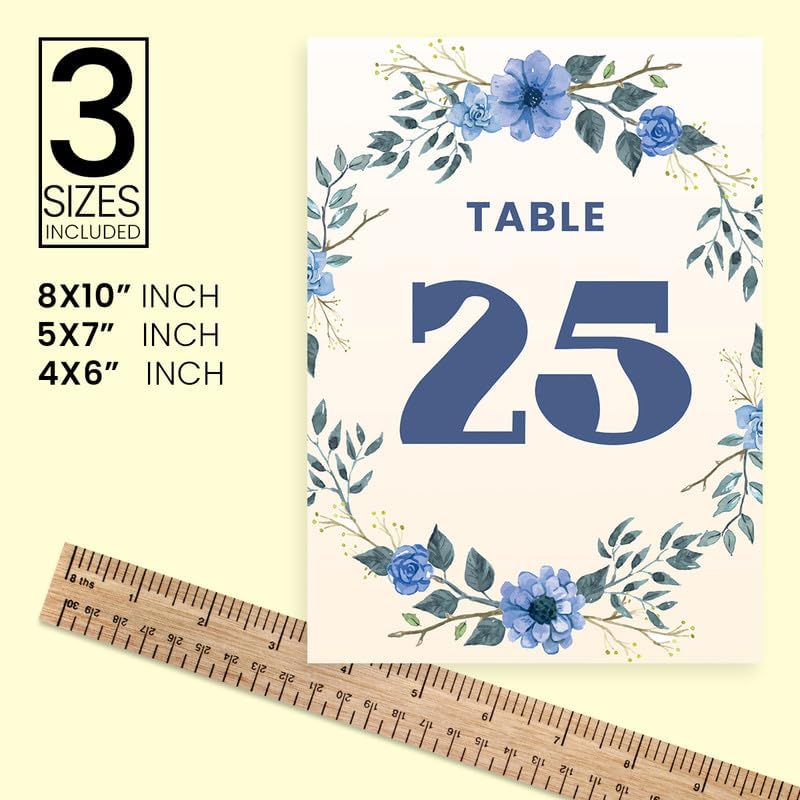ANANYA FASHION & CRAFTS HUB Spring Blue Flower Wedding Table Number Cardss 1-100 Double Sided With Head Table For Reception Event Party Baby Shower Birthday 5x7 Inch - Image 4