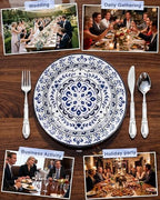 Hioasis Blue Plastic Plates, Floral Disposable Plates, 60 Pcs for 30 Guests - Image 5