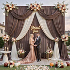 50x12 Coffee Brown Backdrop Curtains for Wedding Party 10 Panel 5×12FT Tall - Image 5