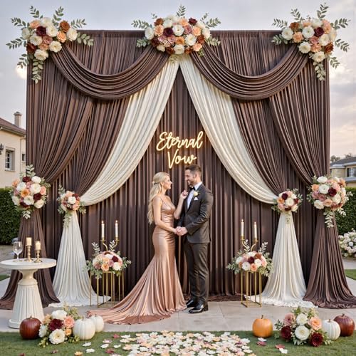 50x12 Coffee Brown Backdrop Curtains for Wedding Party 10 Panel 5×12FT Tall - Image 5