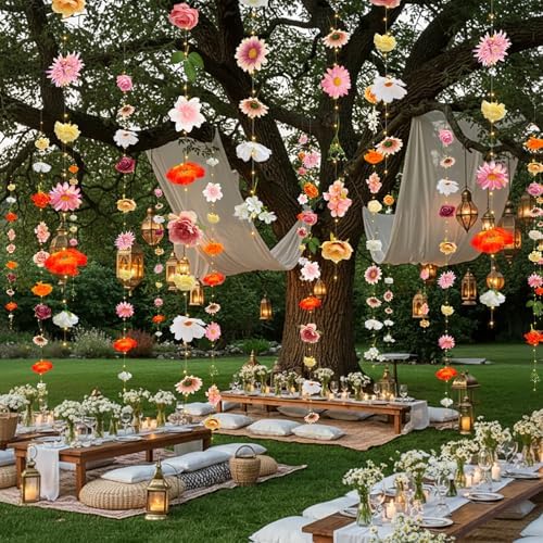 Suncalla 6 Pack 35.4ft Fake Flower LED Garland Backdrop, Vivid, Multicolor - Image 4