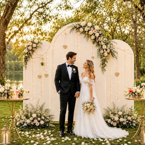 3 Pack Arch Backdrop Stand (4FT/5FT/6FT), Metal Arch Frame Stand with Cover - Image 4