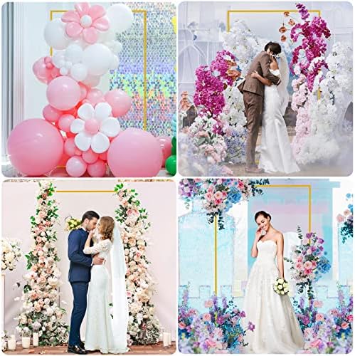 Fomcet Square Backdrop Stand Metal Gold 6.6FT x 4FT Wedding Arch Stand - Image 6