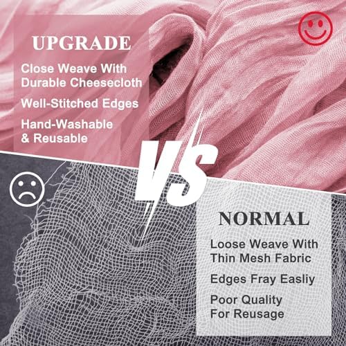 Wokceer Cheesecloth Table Runner 10FT Boho Gauze Runner, Pink, 12 Pack - Image 4