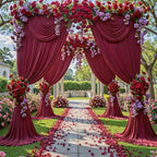 20x12ft Burgundy Backdrop Curtain Panels for Parties - Wrinkle Free Polyester Photo Curtain Backdrop Wedding Back Drop Fabric Drapes for Party Decorations Background for Photography - Image 3