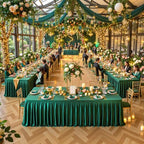 1 Pack Green Satin Tablecloths Rectangle 8FT, Glitter Spandex Fitted Stretch Table Covers Wrinkle-Free Floor Length Shimmer Table Skirt for Weddings Parties Baby Shower Banquets Vendor Events - Image 3