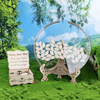 Tree with Leaves Wedding Guest Book Alternative with Box and Small Leafs,Personalized Drop Round Wedding Guest Book for Rustic Wedding Decorations and Anniversary - Image 2