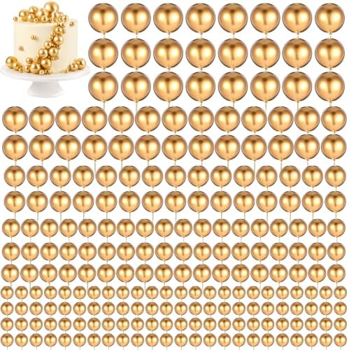 324 Pcs Balls Cake Toppers, Gold Cake Balls Decorations by MAQUITA
