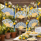Briwooody 48 Set Amalfi Coast Lemon Hand Folding Fan with Organza Bag Bulk - Image 6