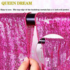 Glitter Fuchsia Backdrop Curtains for Birthday Party 2 Panels 3x8FT - Image 3