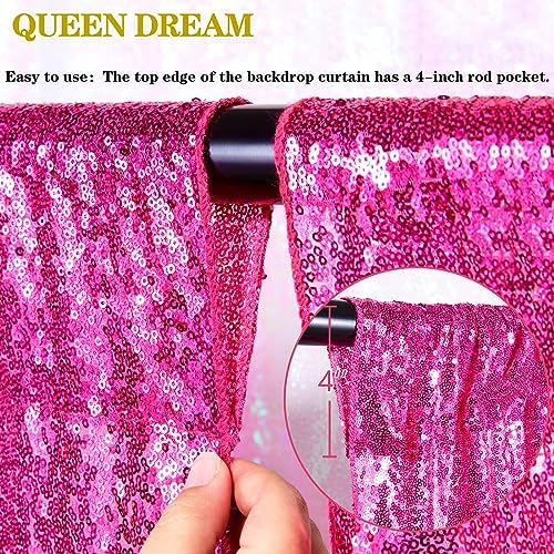 Fuchsia Sequin Backdrop Drapes 4 Panels 2FTx8FT Glitter Backdrop Curtains - Image 6