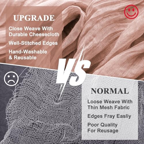 Wokceer Cheesecloth Table Runner Dusty Pink 10FT Boho Gauze, 12 Pack - Image 4