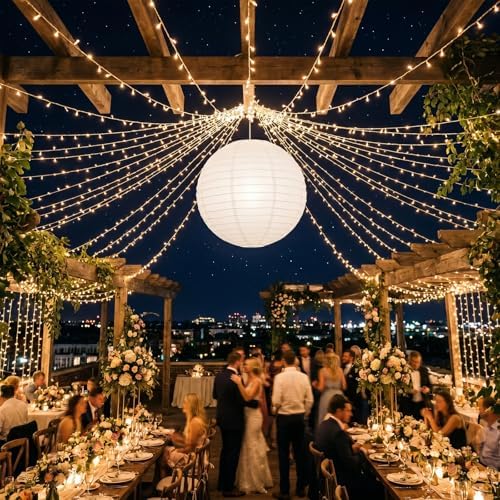 10pcs White Paper Lanterns Party Decorations, 16in Large Chinese Round Paper Hanging Decorations Lanterns Jumbo Lamps for Home, Parties - Image 3