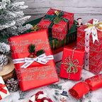 WRAPAHOLIC 30 Inch Jumbo Reversible Red Christmas Wrapping Paper - 30 Inch x 100 Feet Jumbo Roll Merry Christmas and Solid Red Wrapping Paper for Holiday, Party Celebration - Image 5