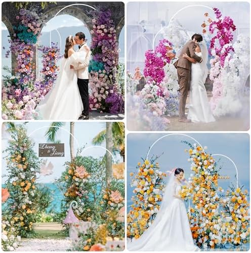 Wokceer Wedding Arch Backdrop Stand 7.2FT,6FT White Metal Arch Stand Set - Image 6