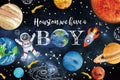 10x8ft Houston We Have a Boy Decorations Backdrop Baby Shower Party Outer Space Rocket Astronaut Planets Star Solar System Background Birthday Party Banner Polyester Fabric by ZJRBJB
