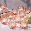 DARJEN 24 Pcs Pink Votive Candle Holders Round Glass Candle Holders Bulk by DARJEN