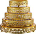 Wenqik 5 Pcs Metal Gold Cake Stand,16/14/12/10/8 in Round Cake Holder by Wenqik