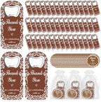50 Set Wedding Favors for Guests Cielito Lindo Party Favors Brown Fridge Magnet Bottle Opener Thanks Cards with Organza Bags Wedding Thank You Gifts Bulk for Bridal Baby Shower Decorations by Stuffygreenus