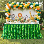 Wish Care 17ft Green Sequin Table Skirt for Rectangle Tables Curly Willow Hawaiian Grass Tutu Skirt Ruffle Table Cloth Desk Skirts for Birthday Baby Shower Jungle Luau Tropical Theme Party Table Decor - Image 6