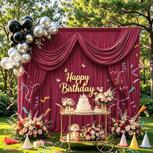 Gallety Red Backdrop Curtain for Wedding, Polyester Photo Backdrop Drapes - 40FT x 10FT Cloth Backdrop Curtain for Celebration,Stage, Social Events, Graduation,Engagement Party Decorations - Image 6
