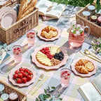 WDF 175Pcs Pink Plastic Plates - Pink and Gold Plates Disposable 25guest Plastic Dinnerware Ideal for Bridal Shower/Wedding/Baby Shower/Spring Party - Image 4