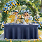 4 Pack Navy Blue Spandex Tablecloth for 4FT Rectangle Tables, Fitted Stretch Table Cover with Skirt, Wrinkle Free Washable Elastic Table Cloth for 4 Foot Folding Table, Wedding Banquet Baby Shower - Image 3