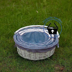 WICKERWISE Traditional White Round Willow Gift Basket with Gingham Liner and Sturdy Handles, Food Snacks Storage Basket, Blue, Foldable Handles Set of 3 - Image 7