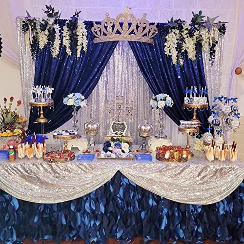 Poise3EHome 4Pcs 2Ft x 8Ft Blue Sequin Backdrop Curtains, Glitter Photography Backdrop, Sequence Xmas Thanksgiving Backdrop (Navy Blue, 4 pcs-2ftx8ft) - Image 2