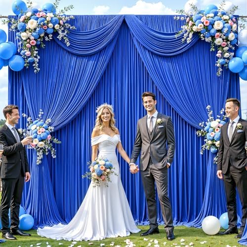 20ft x 12ft Royal Blue Backdrop Curtains Wrinkle Free Backdrop Curtain for Wedding Parties Blue Fabric Backdrops Drapes Back Drop Cloth Bridal Shower Stage Curtains Wedding Decorations for Reception - Image 4