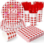 Vyntra 350-Pc Red Gingham Paper Plates and Napkins Party Supplies by PartyTablewareSupplies