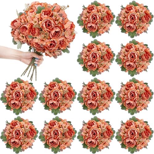 12 Bundles Peonies Artificial Flowers & Pack of 8 Baby Shower Centerpieces for Tables - Image 2