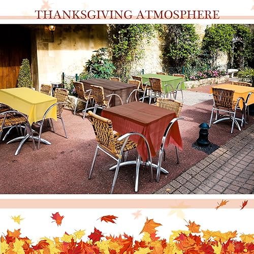 Jinei 40 Pcs Fall Plastic Tablecloth Thanksgiving Disposable Table Cover - Image 3