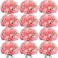Tigeen 12 Bundles Artificial Flowers Bouquet Silk Peonies, Rose Pink by Tigeen