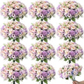 Tigeen 12 Bundles Peonies Artificial Flowers Faux Roses, Purple by Tigeen