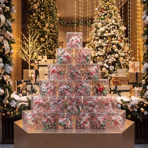 ReliThick 50 Pcs Christmas Clear Favor Boxes 3x3x3 Inch, Xmas Candy Box - Image 3