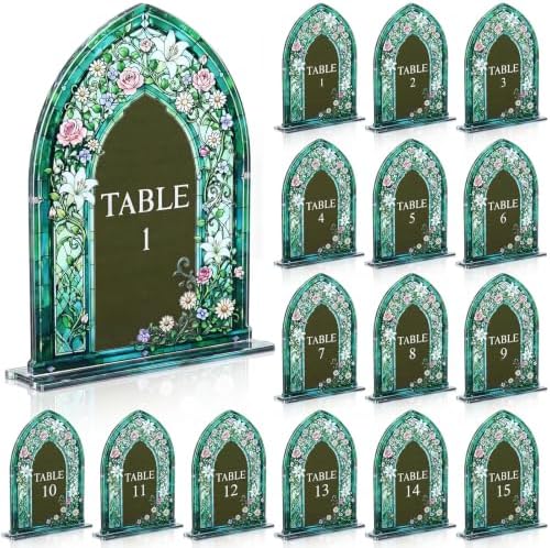15 Pcs Acrylic Wedding Table Number 5 x 7 in Vintage Table Sign by Maitys