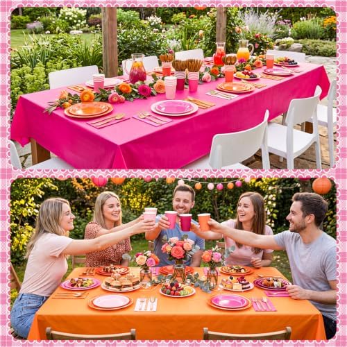 Mimorou 177 Pcs Pink and Orange Party Supplies Sunset Tableware Set - Image 6