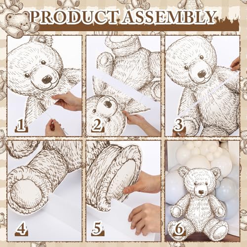 Eaasty 4 Pcs Neutral Bear Baby Shower Cutouts, Large Animal Stand-ups Decor - Image 4