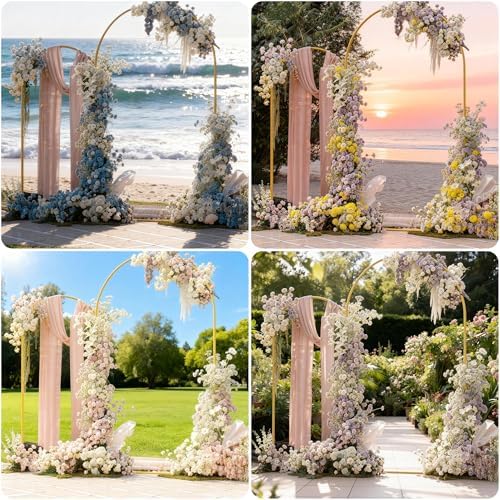 7.2FT+6FT Arch Wedding Arch Backdrop Stand, Heavy Duty Metal Arch Frame for Balloons, Flowers & Fabric, Event Decoration Stand for Ceremony, Party & Photos - Image 6